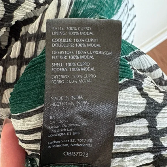 By Anthropologie Marais Green & Black Printed Chiffon Maxi Dress Size XL - Picture 9 of 13